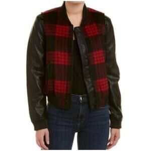 Blank NYC Bad Reputation Jacket Plaid Red Black Size Small